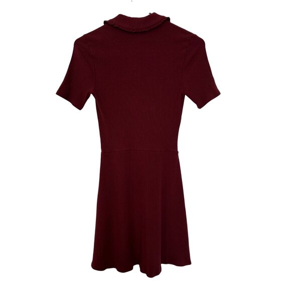 Reformation Wimbledon Collared Ribbed Knit Tennis Dress Garnet Red Size Small - Picture 2 of 9